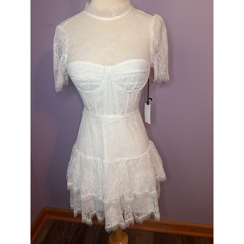 Astr The Label White Lace Corset Mini Dress XS New $168